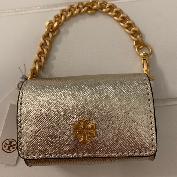 Tory Burch Other - Tory Burch Emerson Air Pod case in Gold Leather. Holds Air Pod Pro in picture